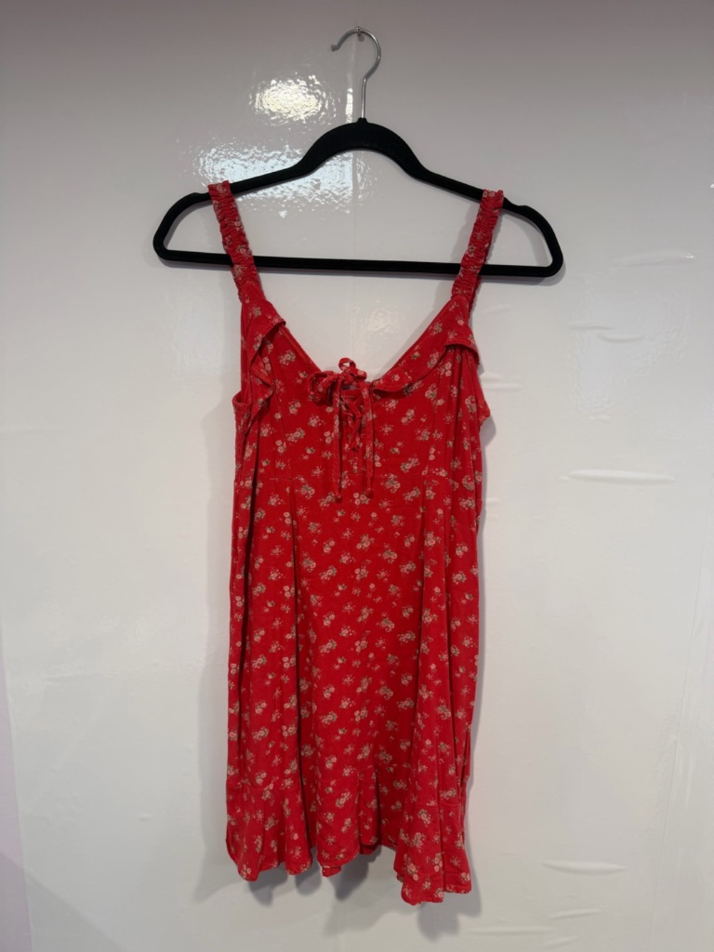 Red floral tie front summer American Eagle mini dress